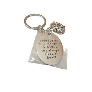 Sister Sister Keychain Side by Side Side By Side Or Miles Apart